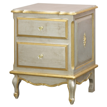 French Night Table: Silver Gilding with Gold Gilding