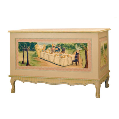 French Toy Chest
Finish: Renaissance
Hand Painted Motif: Alice in Wonderland