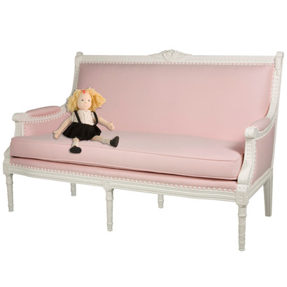 Eloise Sofa: Antico White / Pique Baby Pink