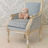Petite Louis XVI Bergère Chair
Finish: Versailles Crème
Fabric: C.O.M