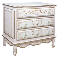 French Chest
Finish: Pink / Linen / Gold
Hand Painted Motif: Verona
Knobs: Glass Knobs with Gold Base