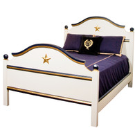 Cody Bed
Bed Size: Full
Finish: Antico White
Trim Out: Navy / Gold Gilding
Appliqued Moulding: Star Moulding in Gold Gilding