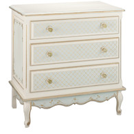 French Chest
Finish: Linen / Reef / Gold
Hand Painted Motif: Elysee
Knobs: Glass Knobs with Gold Base