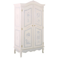 French Armoire
Finish: Antico White
Trim Out: Blue Gingham
Hand Painted Motif: Toile
Knobs: Glass Knobs with Gold Base