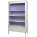 Gramercy Bookcase
Body and Drawer Finish: Snow
Top,Interior Back and Sides Finish: Lilac
Chest Straps: Polished Nickel
Toe Caps: Polished Nickel
Upgraded Knobs: Polished Nickel Knob #1
