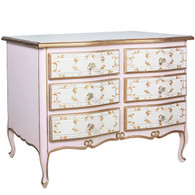 Gabriella Chest
Finish: Pink / Linen / Gold
Hand Painted Motif: Verona
Standard Knobs: Glass Knobs with Gold Base