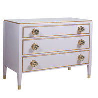 Hollywood Chest
Body Finish: Custom Lilac
Trim Out: Gold Gilding
Toe Caps: Polish Brass
Knobs: Large Polish Brass Flower Knobs