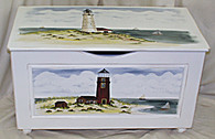 Toy Chest
Finish: Antico White
Hand Painted Motif: Custom Light House