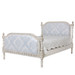 Bed Size: Full
Option: Tight Back Upholstery on Head and Footboard
Finish: Versailles Creme
Fabric: AFK Blue Damask