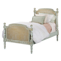 Bed Size: Twin
Option: Caning on Head and Footboard
Finish: Versailles Blue
