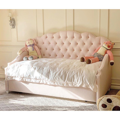 Ellery Sofa Daybed
Bed Size: Twin Sofa Daybed
Fabric: AFK Delilah Pink and White Check