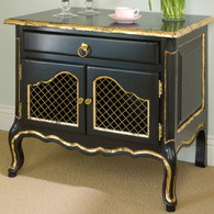Country French Night Table: Black / Gold Gilding