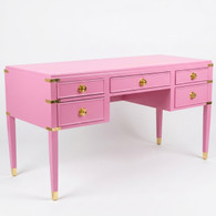 Gramercy Desk
Body Finish: Soft Hot Pink
Toe Caps: Polish Brass
Knobs: Standard Brass Knobs #6