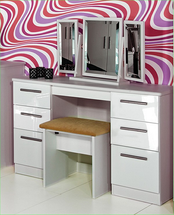 Gloss white dressing online table with drawers