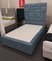 Hypnos - Luxury Divan 2 Drawer Base and Tall Designer Charlotte Headboard in Glacier Blue - 4'6" Double 