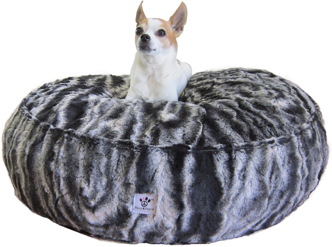 Luxury Faux Fur Dog Bed Black Marble Small Paws4Peace,LLC Store