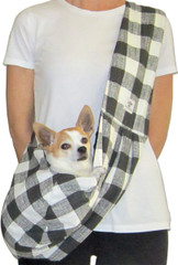 Dog Sling - Cotton Black and White Check