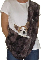 Dog Sling - Marbled Mocha Faux Fur