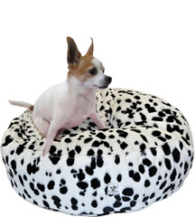 Luxury Faux Fur Dog Bed - Dalmatian Small