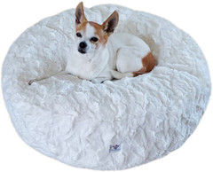 Luxury Faux Fur Dog Bed - Snow Small
