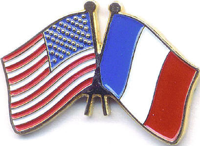 France Lapel Pin (Double Waving Flag w/USA)