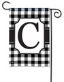 Monogram "C" Black & White Check Garden Flag