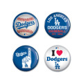 Los Angeles Dodgers Button 4 pack 1 1/4" Round