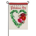 Valentine's Floral Heart Wreath Garden Flag