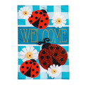 Ladybug Plaid Welcome House Flag