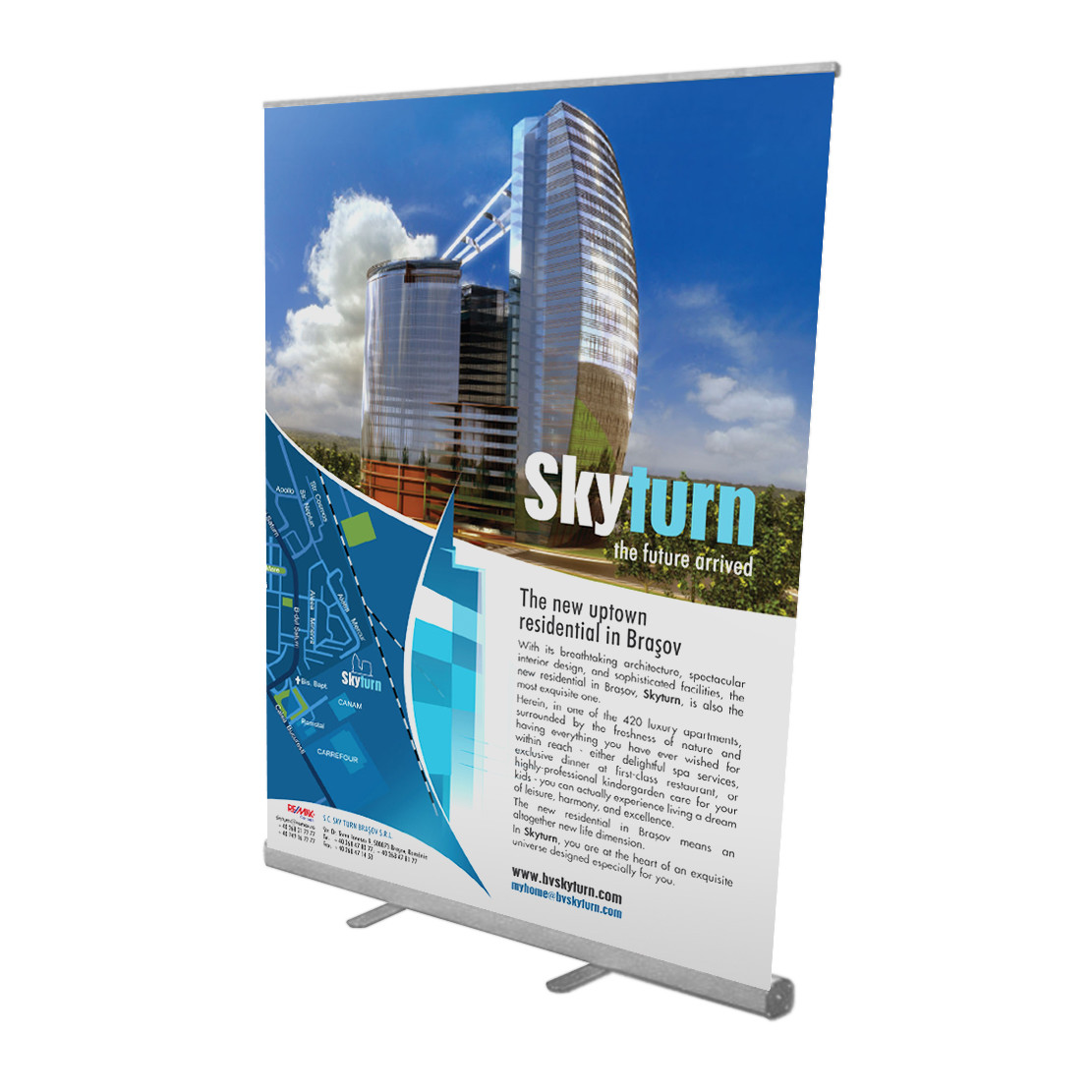 Retractable Roll Up Banner Stand 57" x 78" Advert Display Sign 