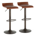 Ale Industrial Barstool in Antique Metal and Brown Faux Leather by LumiSource - Set of 2