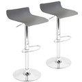 Ale Contemporary Adjustable Barstool in Grey PU Leather by LumiSource - Set of 2