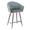 Braided Matisse Contemporary Counter Stool in Black Metal with Grey Faux Leather and Blue Fabric by LumiSource