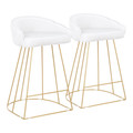 Canary Contemporary Counter Stool in Gold with White Velvet Fabric by LumiSource - Set of 2