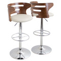 Cosi Mid-Century Modern Adjustable Barstool with Swivel in Walnut and Cream Faux Leather by LumiSource