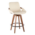 Cosmo Mid-Century Counter Stool in Walnut and Cream Faux Leather by LumiSource