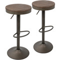 Dakota Industrial Adjustable Barstool in Antique and Brown by LumiSource - Set of 2