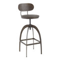 Dakota Industrial Mid-Back Barstool in Antique Metal and Espresso Wood-Pressed Grain Bamboo by LumiSource