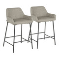 Daniella Industrial Counter Stool in Black Metal and Grey Faux Leather by LumiSource - Set of 2