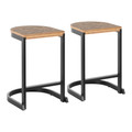 Industrial Demi Counter Stool in Black and Wood-Pressed Grain Bamboo by LumiSource - Set of 2