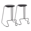 Finn Contemporary Counter Stool in Grey Steel and Black Faux Leather by LumiSource - Set of 2