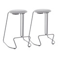 Finn Contemporary Counter Stool in Grey Steel and Charcoal Fabric by LumiSource - Set of 2