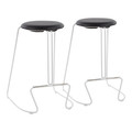 Finn Contemporary Counter Stool in White Steel and Black Faux Leather by LumiSource - Set of 2