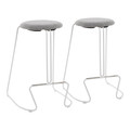 Finn Contemporary Counter Stool in White Steel and Charcoall  Fabric by LumiSource - Set of 2