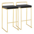Fuji Contemporary Barstool in Gold with Black Velvet Cushion by LumiSource - Set of 2