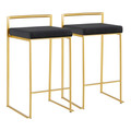 Fuji Contemporary Counter Stool in Gold with Black Velvet Cushion by LumiSource - Set of 2