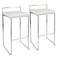 Fuji Contemporary Stackable Barstool with White Faux Leather by LumiSource - Set of 2