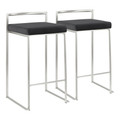 Fuji Contemporary Stackable Counter Stool in Stainless Steel with Black Velvet Cushion by LumiSource - Set of 2