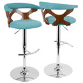 Gardenia Mid-Century Modern Adjustable Barstool with Swivel in Walnut and Teal by LumiSource