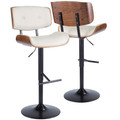 Lombardi Mid-Century Modern Adjustable Barstool in Walnut with Cream Faux Leather by LumiSource